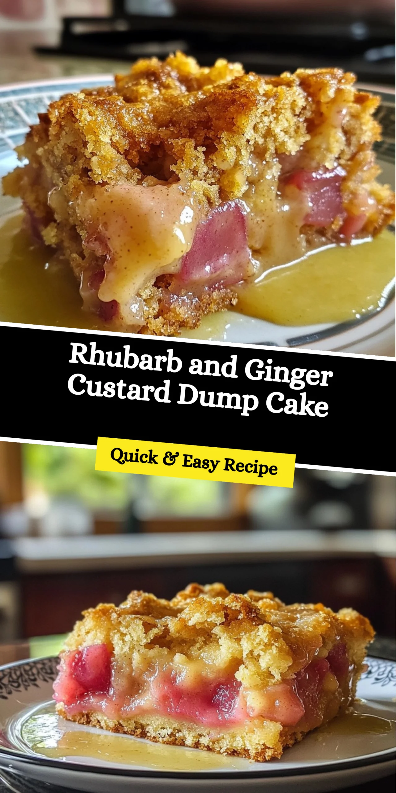 Rhubarb and Ginger Custard Dump Cake