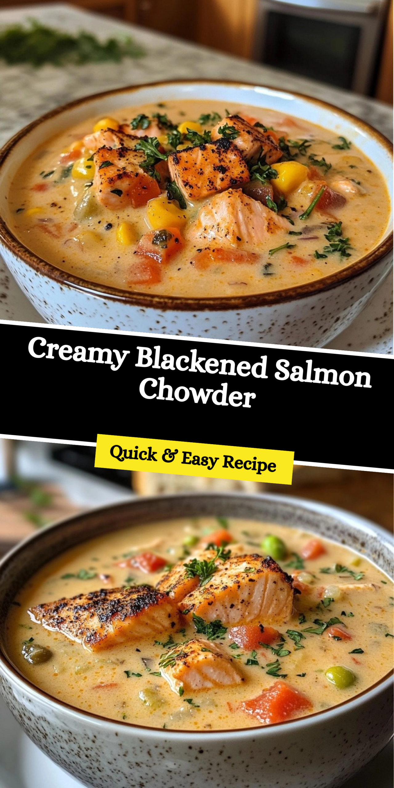 Creamy Blackened Salmon Chowder
