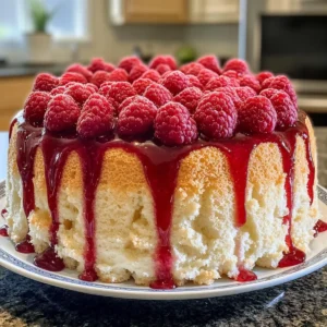 Raspberry Angel Food Cake