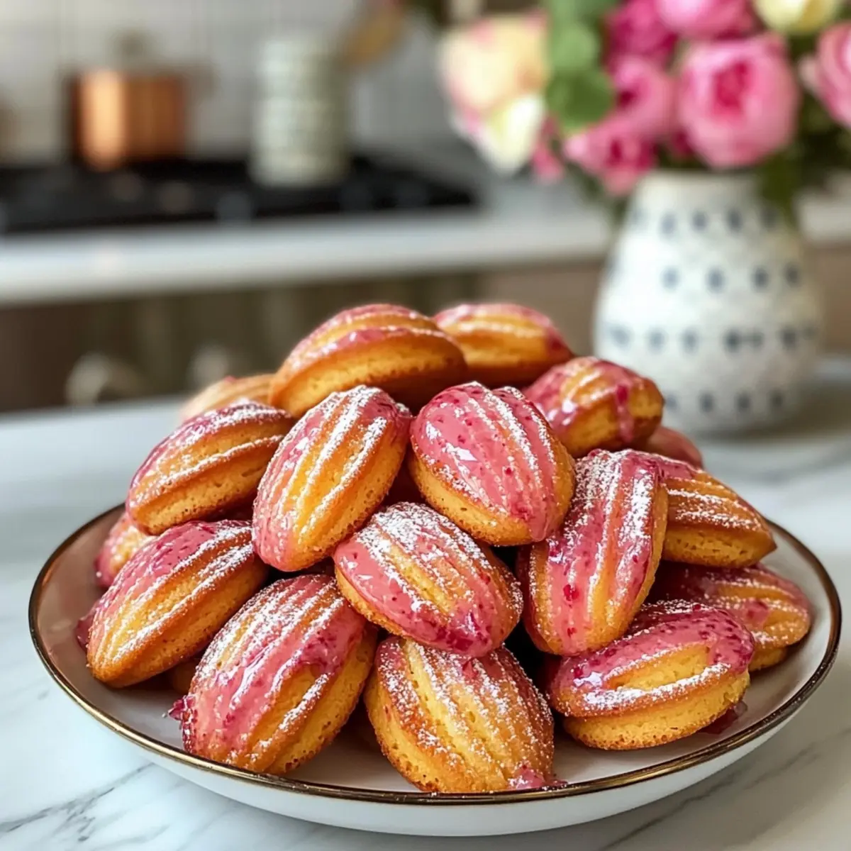 Raspberry Rose Water Madeleines