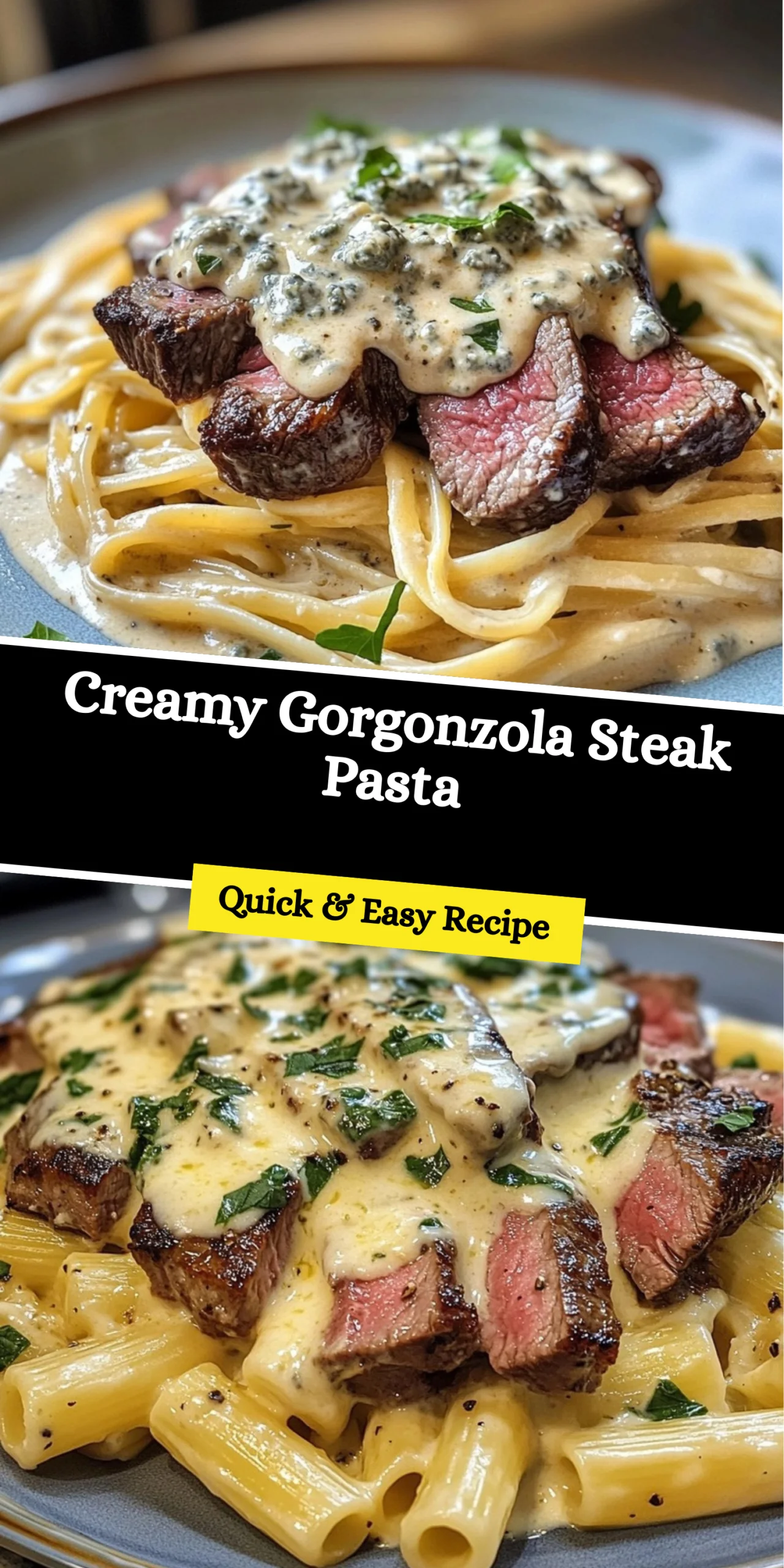 Creamy Gorgonzola Steak Pasta