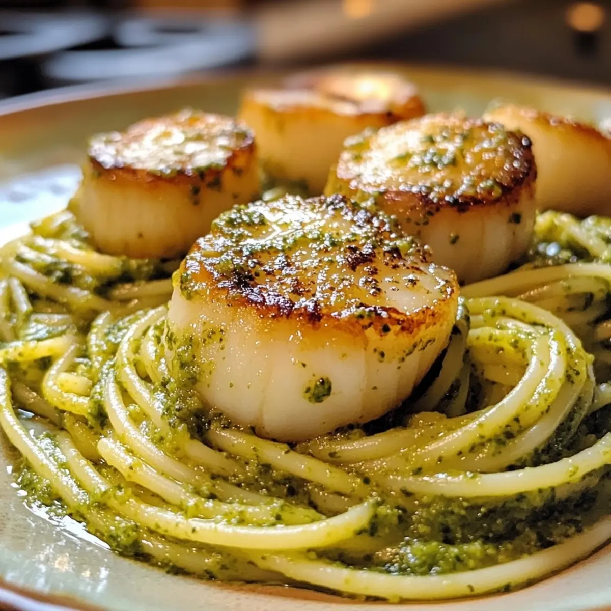Seared Scallop Pesto Pasta