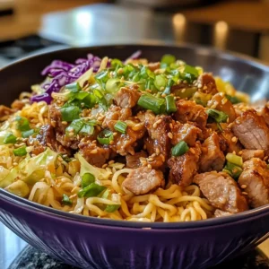 Noodle Bowl with Pork & Cabbage Slaw