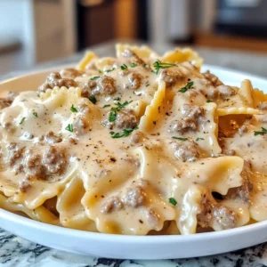 Cajun Cream Cheese Alfredo Bowties with Spiced Ground Beef