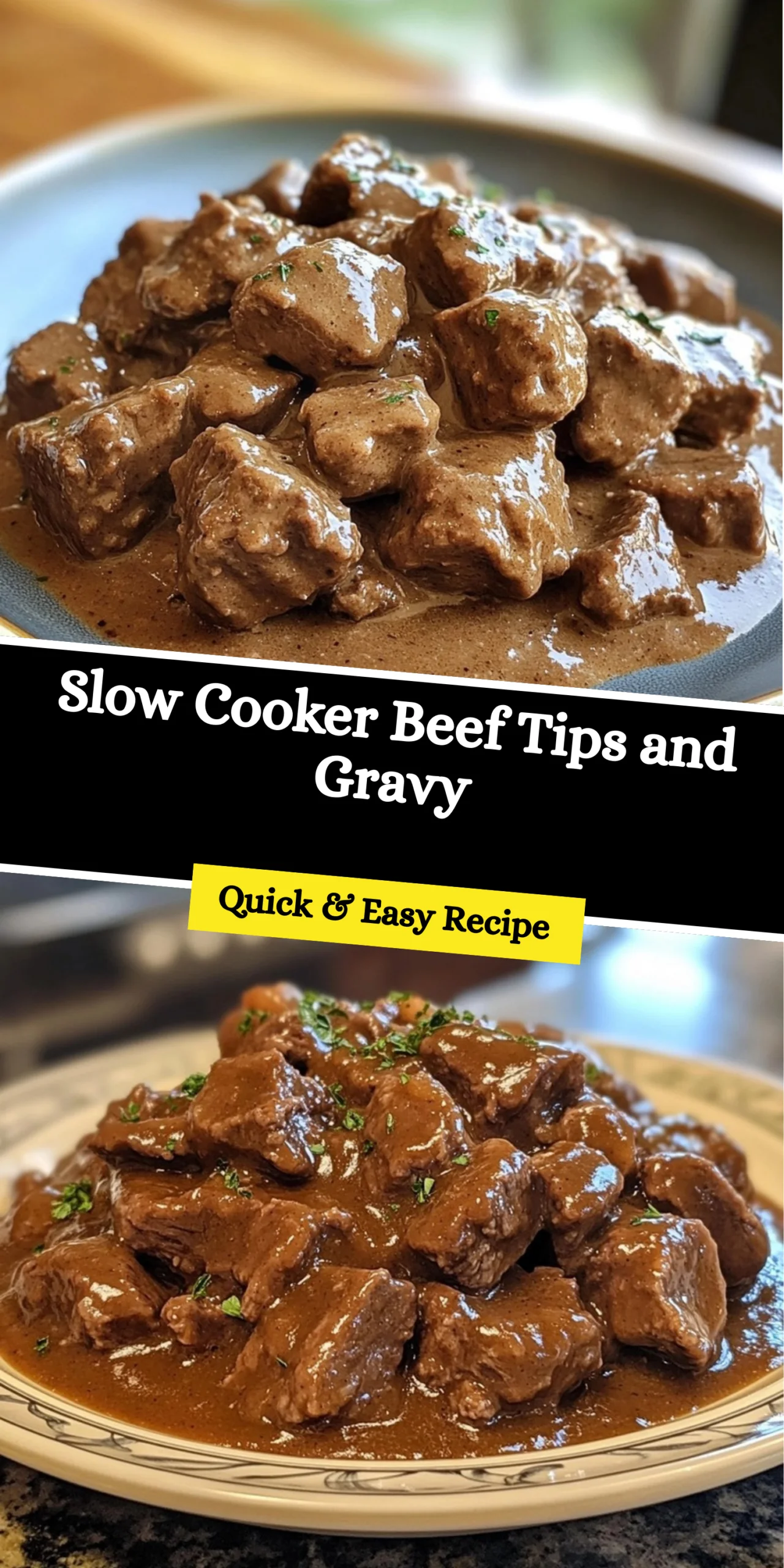 Slow Cooker Beef Tips and Gravy