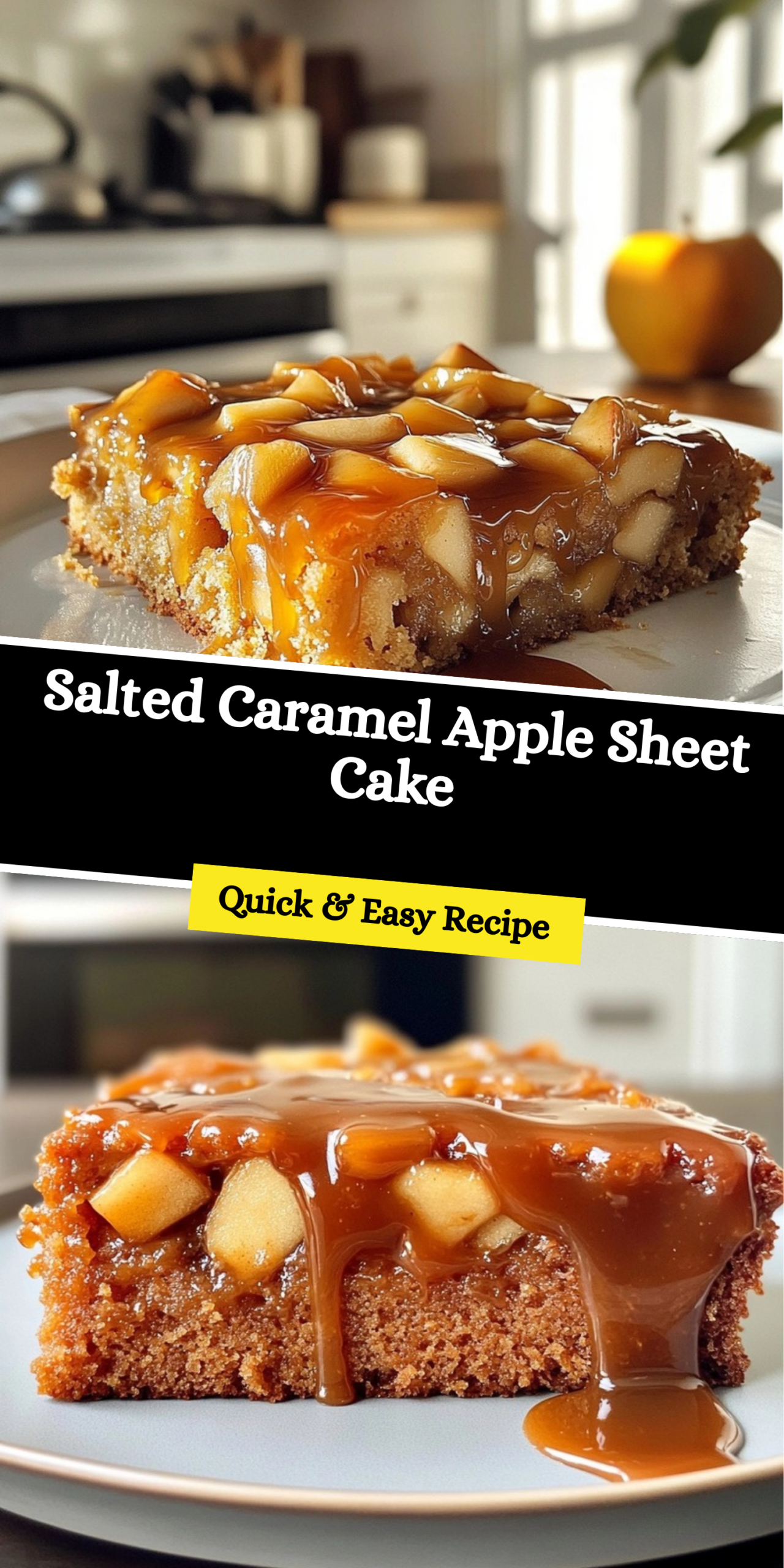 Salted Caramel Apple Sheet Cake