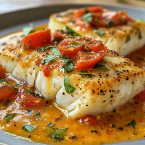 Pan-Seared Cod in White Wine Tomato Basil Sauce