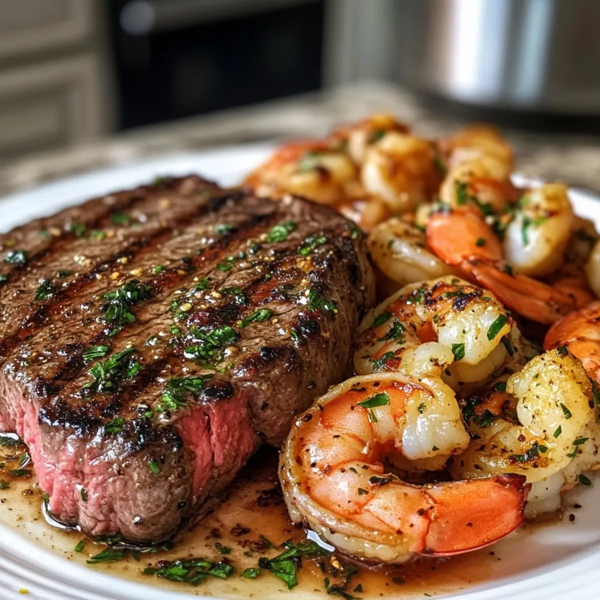 Garlic Butter Grilled Steak and Shrimp