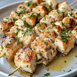 Air Fryer Garlic Parmesan Chicken Skewers