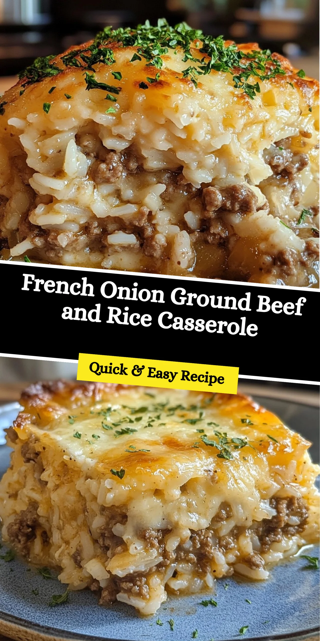 French Onion Ground Beef and Rice Casserole
