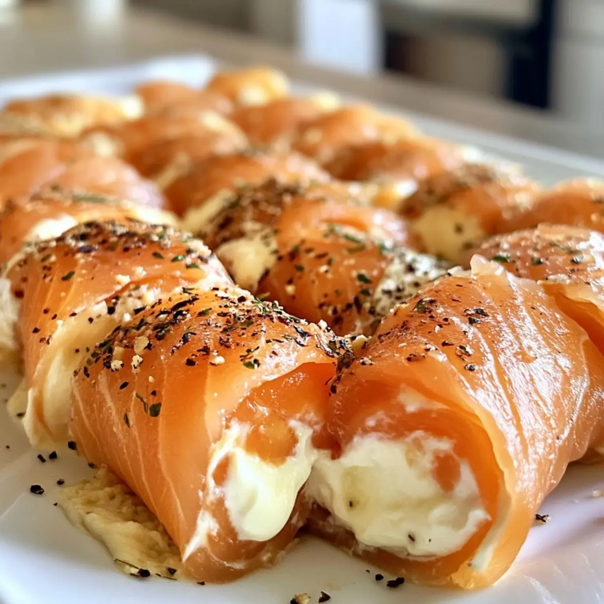 Smoked Salmon and Cream Cheese Roll Ups