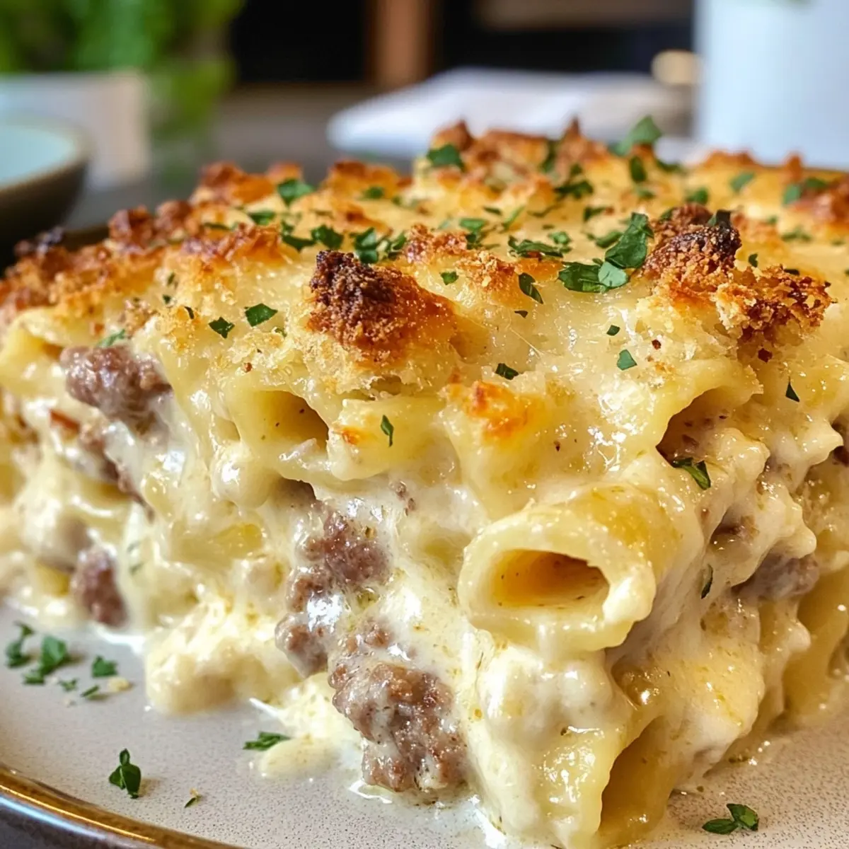 Creamy Sausage Alfredo Bake
